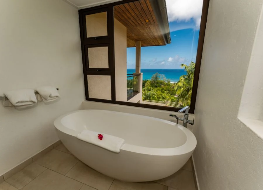 Seychelles Valmer Resort bagno vista mare Seychelles Valmer Resort bagno vista mare