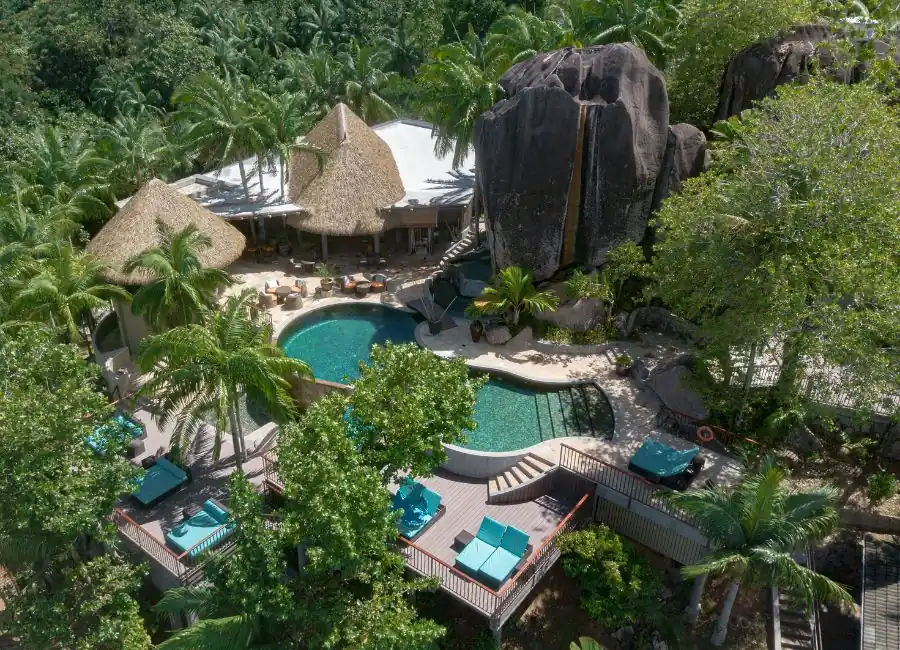 Seychelles Valmer Resort piscina vista aerea Seychelles Valmer Resort piscina vista aerea